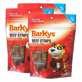 Barkys Beef Jerky Strips/ Tiras De Carne 3 Pack de 100g C/u - Premios