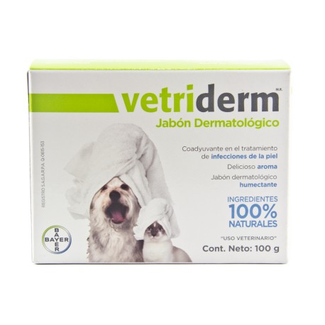 Jabon Para Perros Y Gatos Bayer  Vetriderm 100 Gr - Piel Sensible Y Delicada