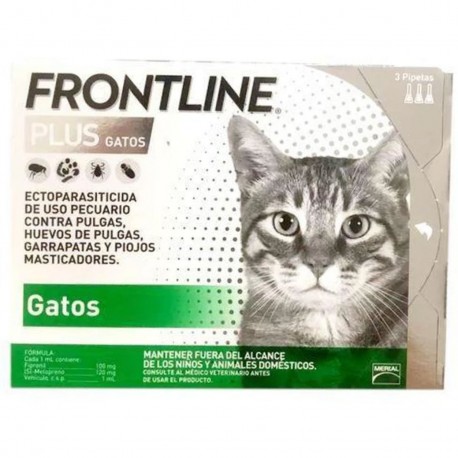 Caja 3 Pipetas Frontline Plus Gatos -Antipulgas Garrapatas